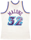 JAZZ KARL MALONE AUTOGRAPHED WHITE AUTHENTIC M&N JERSEY SIZE XL BECKETT 211873