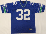 Seahawks Chris Carson Autographed Blue Custom Nike Jersey Size L JSA #WPP267962
