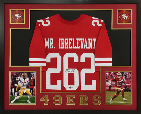 Brock Purdy Autographed Red Mr. Irrelevant Pro Style Jersey Framed