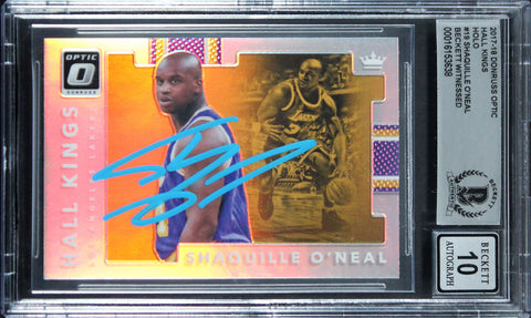 Lakers Shaquille O'Neal Signed 2017 Donruss Optic HK #19 Card Auto 10! BAS Slab
