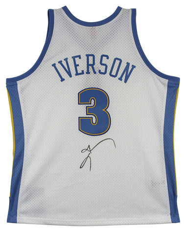 Nuggets Allen Iverson Authentic Signed White M&N HWC Swingman Jersey BAS Witness