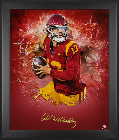 Caleb Williams USC Trojans FRMD Signed 20x24 Red In Focus Photo - LE 22