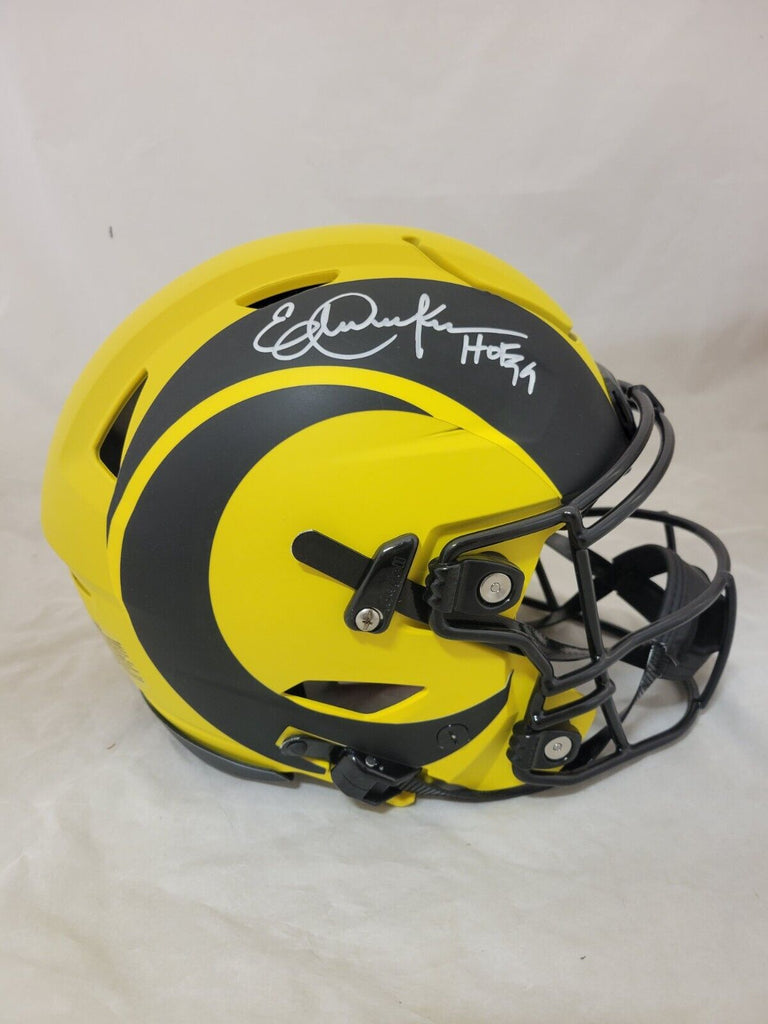 rams speedflex helmet in game ERIC DICKERSON "HOF 99" SIGNED LOS ANGELES RAMS RAVE SPEEDFLEX HELMET – Super Sports Center