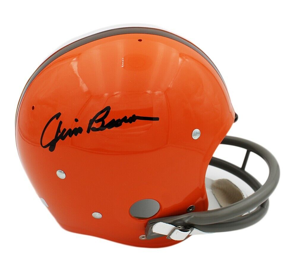cleveland browns football helmet hat Jim Brown Signed Cleveland Browns Speed Authentic TK NFL Helmet – Super Sports Center