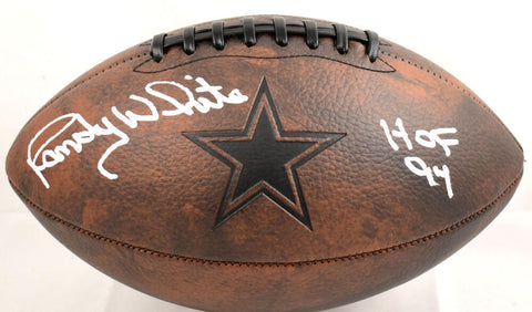 Randy White Autographed Cowboys Distressed Logo Football w/HOF- Beckett W Holo