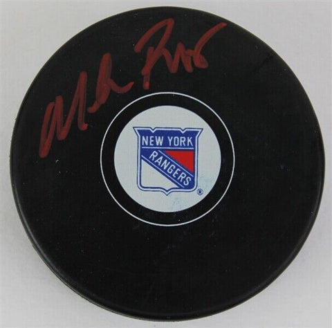 Mike Ritcher Signed New York Rangers Logo Puck (JSA COA) 1994 Stanley Cup Goalie