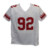 Michael Strahan Autographed/Signed Pro Style White XL Jersey BAS 30402