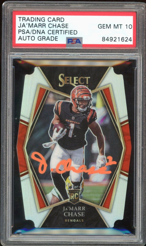 2021 Select Silver Prizm Die-Cut Ja'Marr Chase RC PSA/DNA Auto GEM