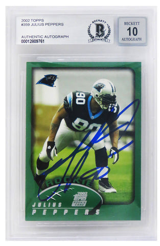 Julius Peppers Autographed Panthers 2002 Topps Card #359 (Beckett/ Auto 10)
