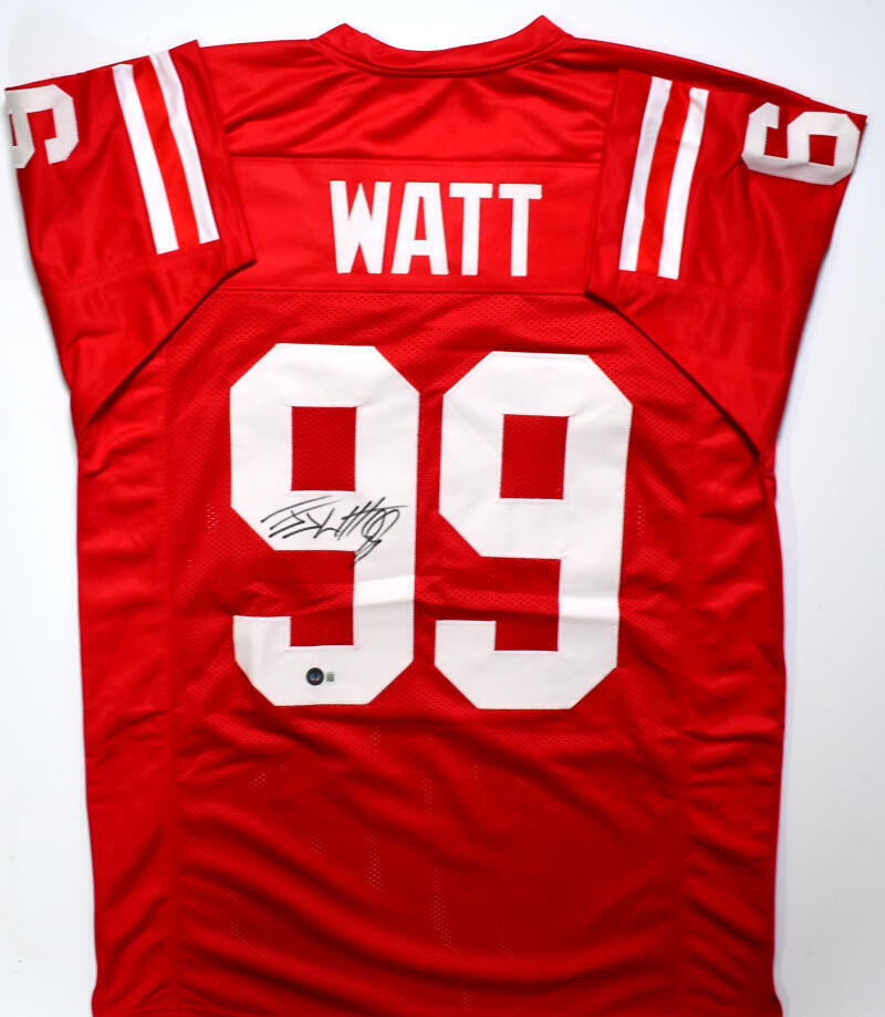 JJ Watt Autographed Red College Style Jersey-Beckett W Hologram
