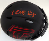 Kyle Pitts Autographed Falcons Eclipse Black Speed Mini Helmet Beckett WL88312