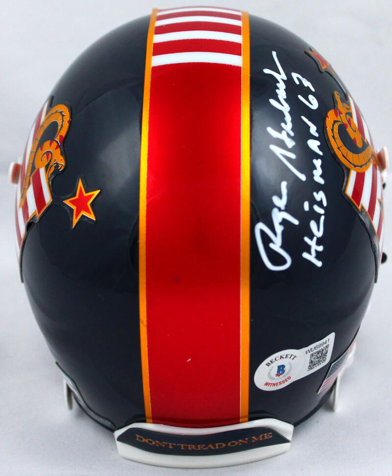 dont tread on me motorcycle helmet Roger Staubach Signed Navy Midshipmen DTOM Mini Helmet w/Heisman-Becke – Super Sports Center