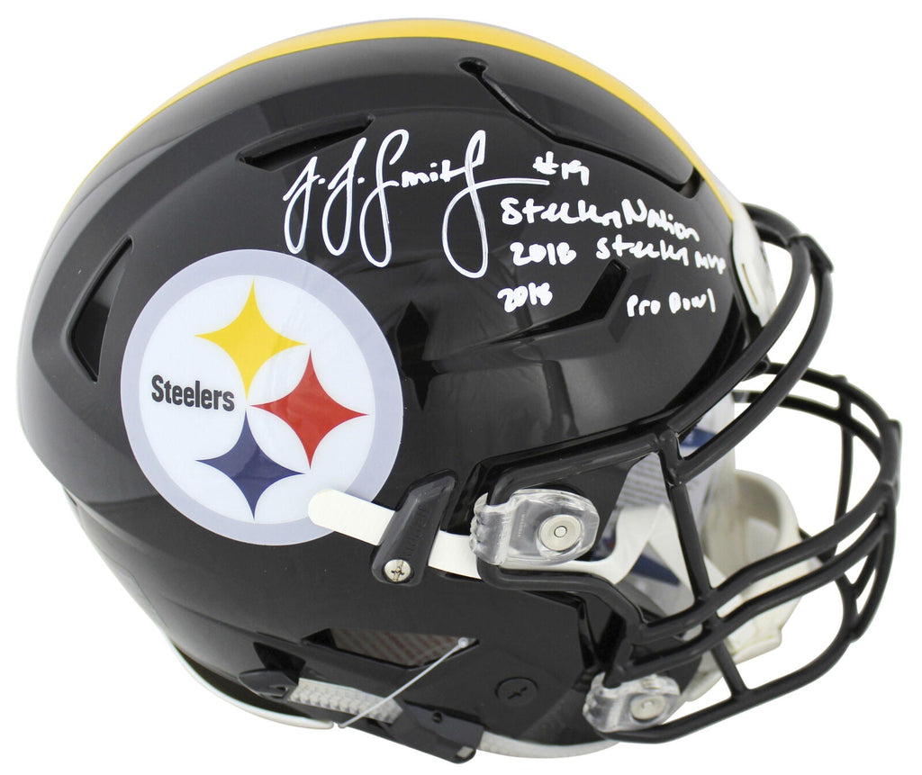 juju smith schuster autographed mini helmet Steelers JuJu Smith-Schuster Signed Authentic Speed Flex Full Size Hel – Super Sports Center