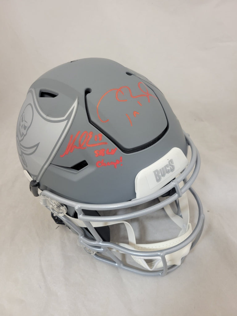 cheapest speedflex helmets TOM BRADY & MIKE EVANS "SB CHAMPS" SIGNED TB BUCCANEERS SLATE SPEEDFLE – Super Sports Center