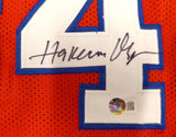 Houston Cougars Hakeem Olajuwon Autographed Red Jersey Beckett BAS QR #BH26862