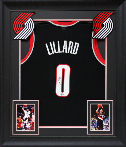 Damian Lillard Authentic Signed Black Pro Style Framed Jersey BAS Witnessed
