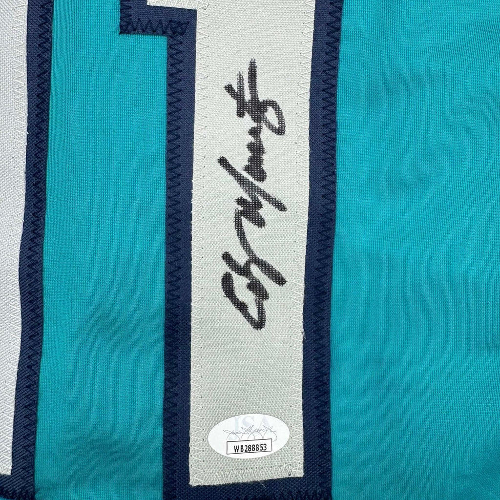Framed Autographed/Signed Edgar Martinez 35x39 Seattle Teal Jersey JSA ...