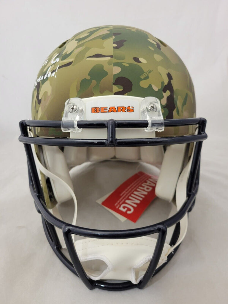 chrome bear football helmet 100 BRIAN URLACHER SIGNED BEARS FS CAMO SPEED AUTHENTIC HELMET "LETS GO BR –  Super Sports Center