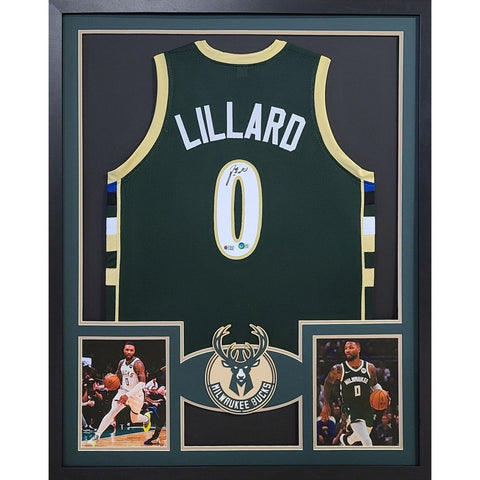 Damian Lillard Autographed Signed Framed Milwaukee Bucks Jersey BECKETT