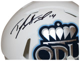 Taylor Heinicke Signed Old Dominion Monarchs White Mini Helmet Beckett 37318