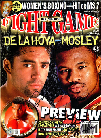Oscar De La Hoya & Sugar Shane Mosley Autographed Fight Game Magazine Beckett