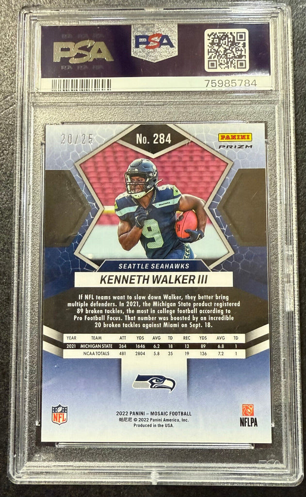Kenneth Walker Rookie Auto PSA 10 Gem MT 2022 Mosaic Orange