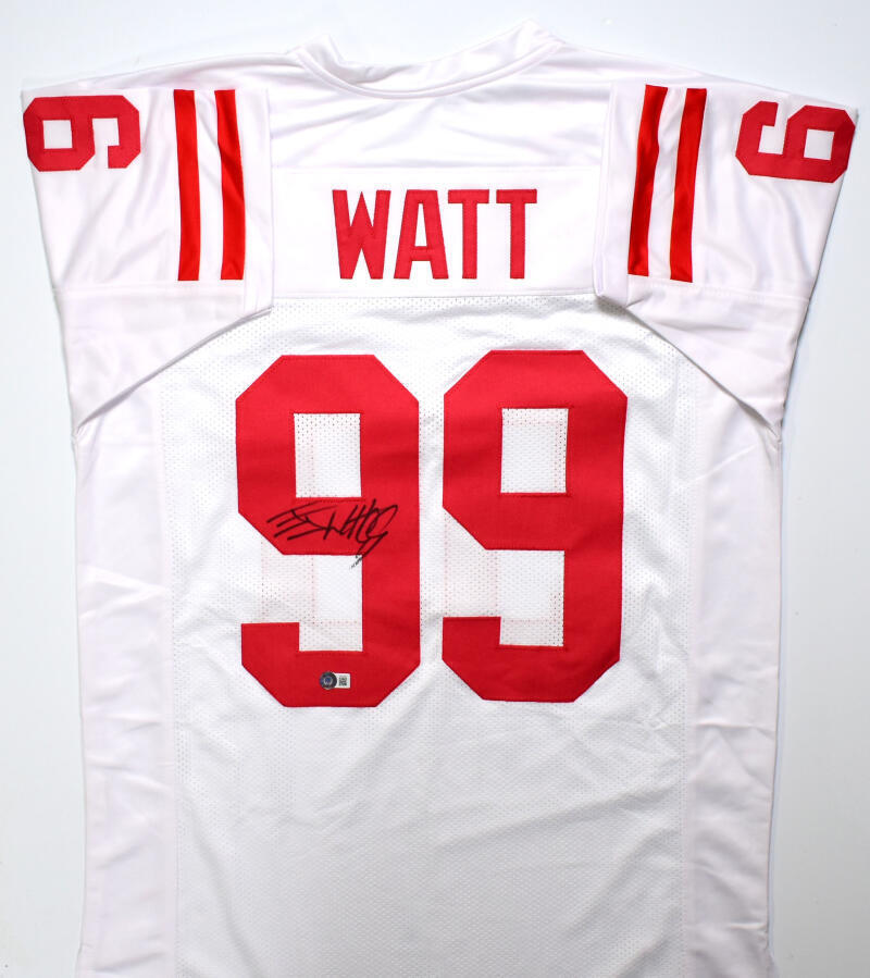 JJ Watt Autographed White College Style Jersey-Beckett W Hologram