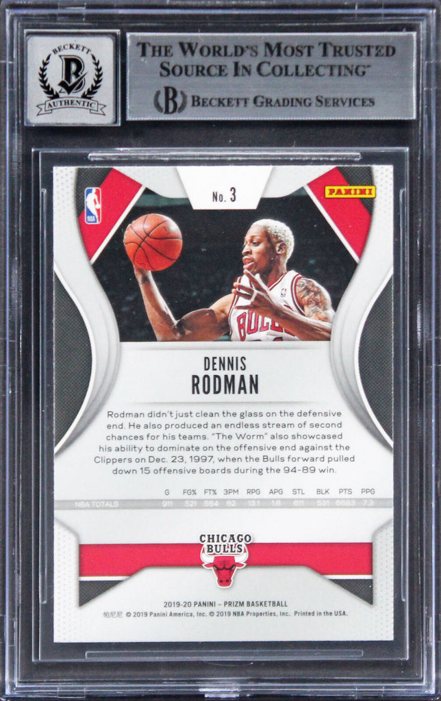 Bulls Dennis Rodman Authentic Signed 2019 Panini Prizm #3 Card