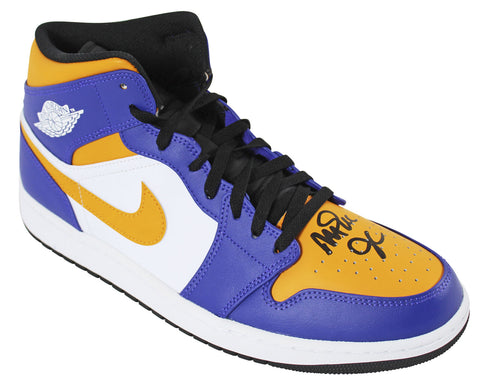 Magic Johnson Authentic Signed Right Nike Air Jordan 1 2022 Lakers Shoe BAS Wit
