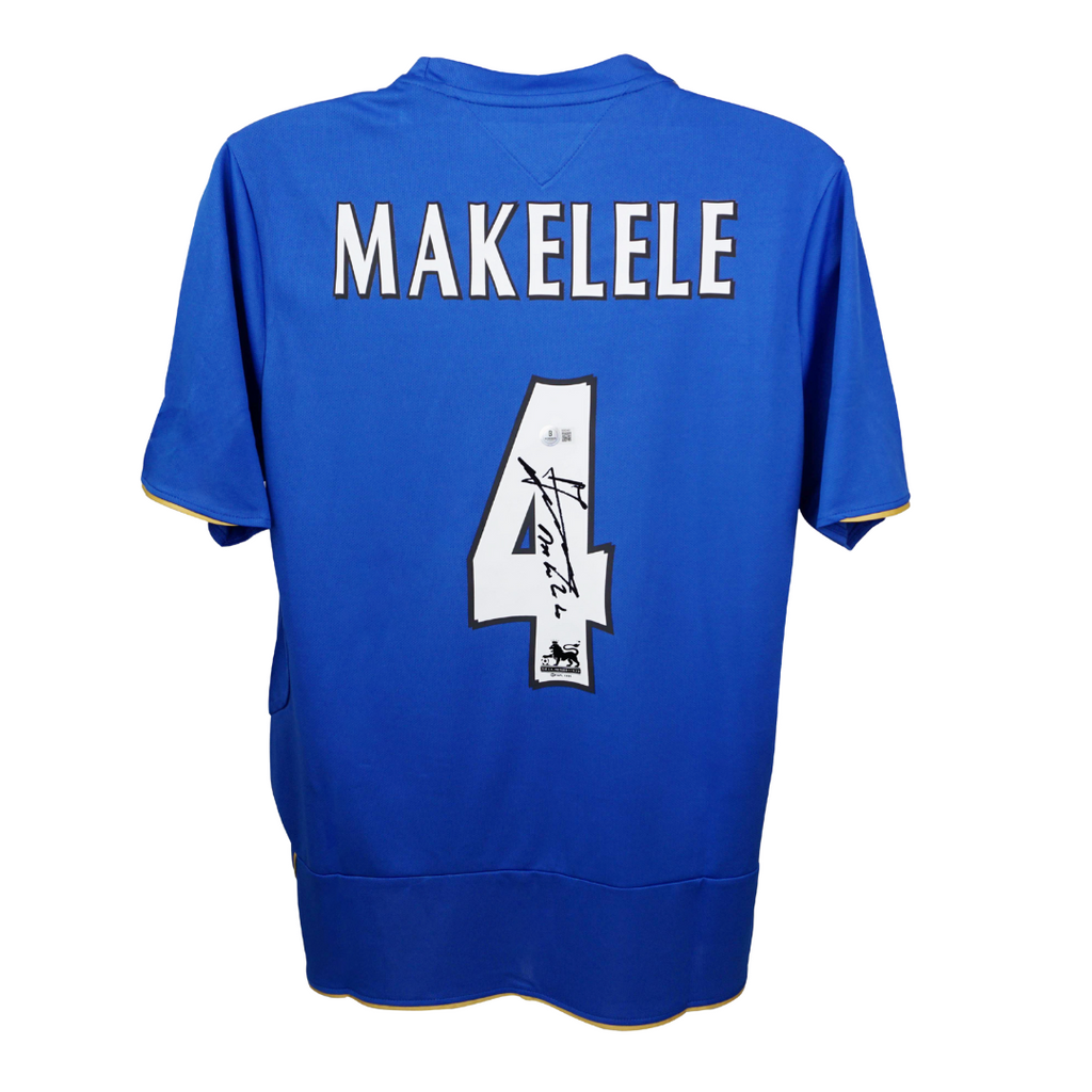 Claude Makelele Signed Chelsea FC Home Soccer Jersey #4 with