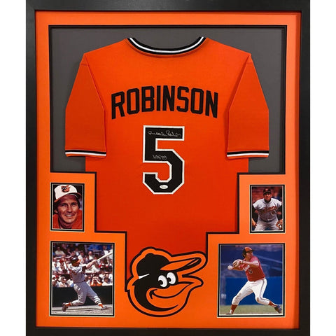 Brooks Robinson Autographed Signed Framed Orange Baltimore Orioles Jersey JSA