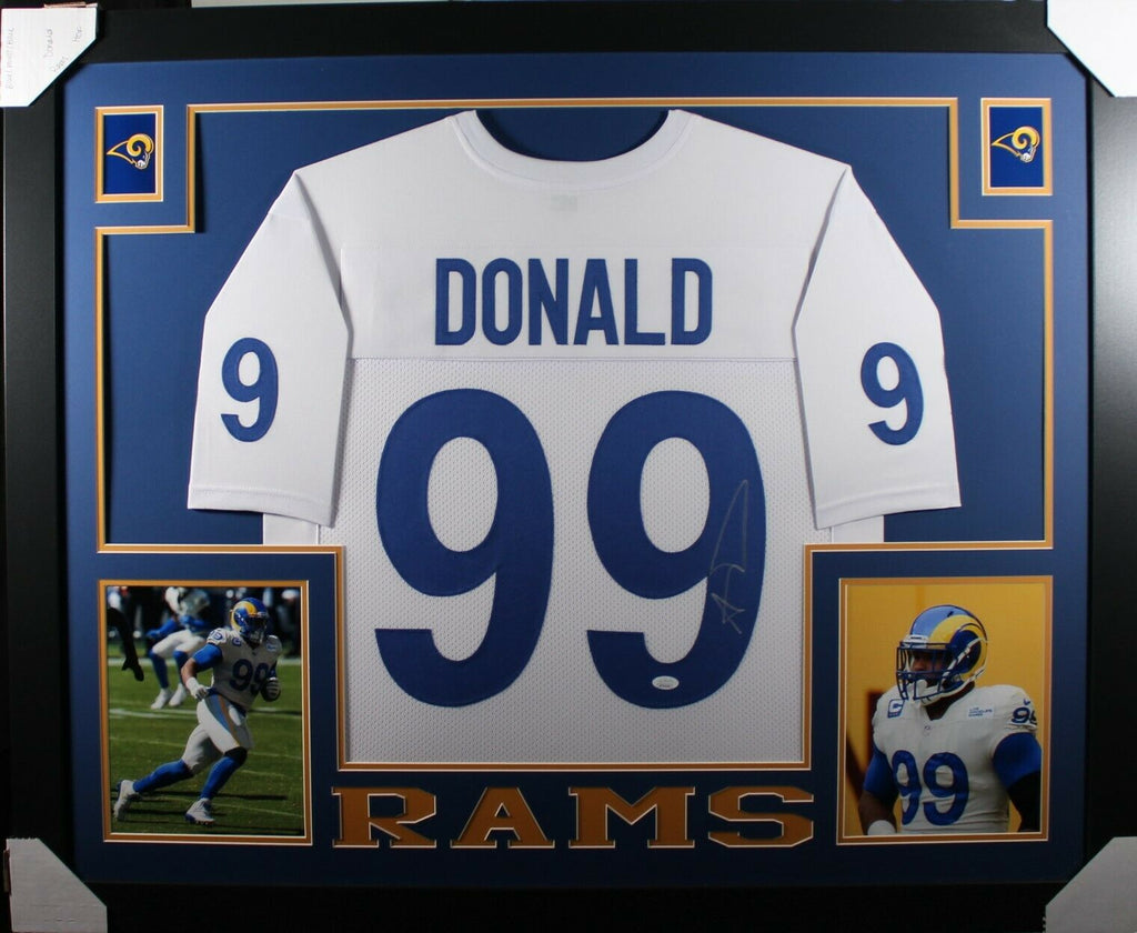 AARON DONALD (Rams white SKYLINE) Signed Autographed Framed Jersey