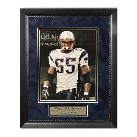 Willie McGinest Signed Autographed Photo Framed to 11x14 w/ "3x SB Champ" NEP