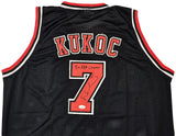 CHICAGO BULLS TONI KUKOC AUTOGRAPHED BLACK JERSEY "3X NBA CHAMP" JSA 215750