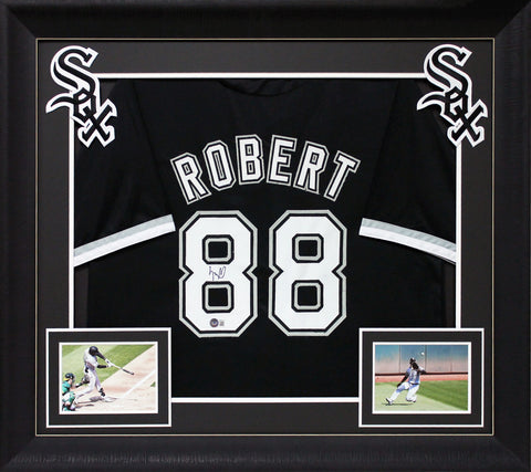 Luis Robert Authentic Signed Black Pro Style Framed Jersey BAS Witnessed