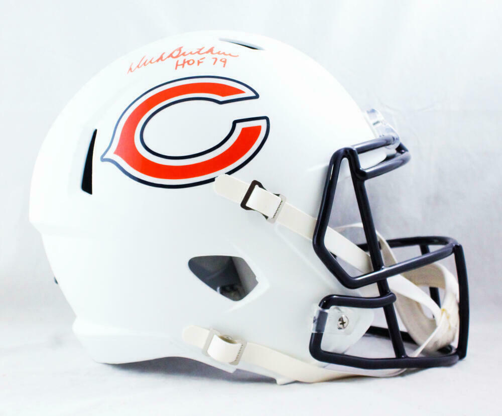 dicks football helmets Dick Butkus Signed Chicago Bears F/S Flat White Speed Helmet w/ HOF