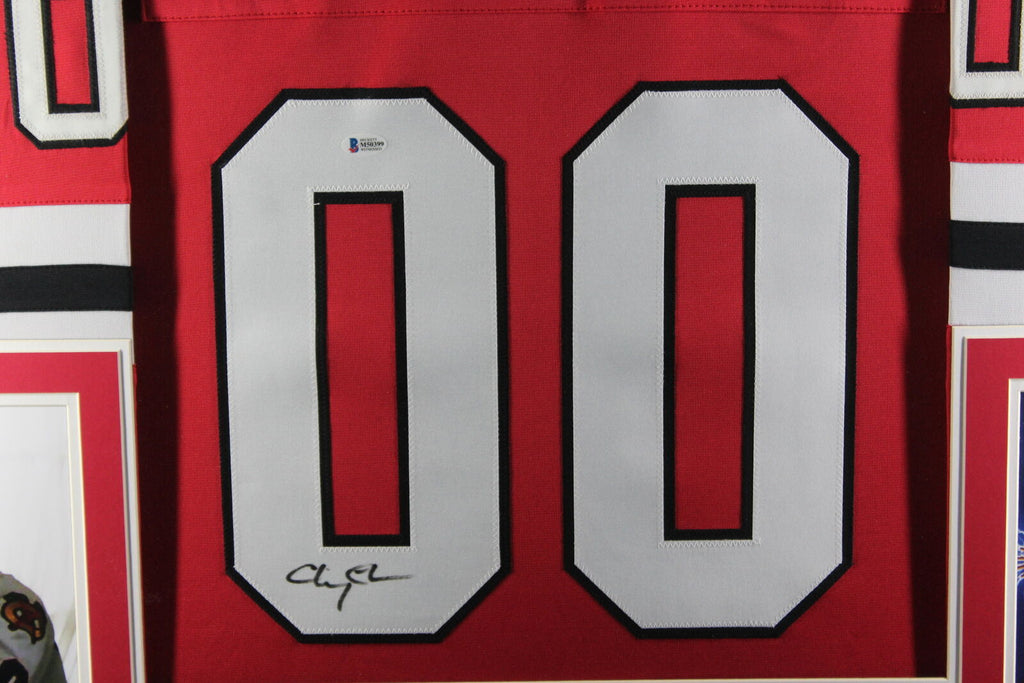 Denver Autographs Chevy Chase Autographed/Signed Pro Style Framed Red XL Jersey Beckett 40129