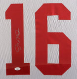 Joe Montana Signed San Francisco 49ers 35x43 Framed Jersey (JSA) 8xPro Bowl Q.B.