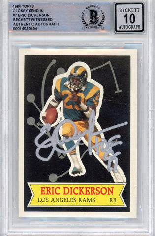 Eric Dickerson Autographed 1984 Topps Glossy #7 Trading Card HOF BAS Slab 39210