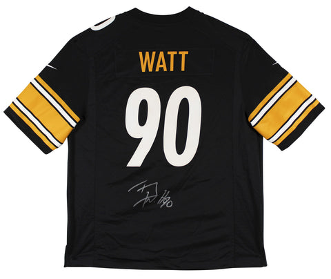 Steelers T.J. Watt Signed Black Nike Game Jersey w/ Silver Sig BAS Witnessed