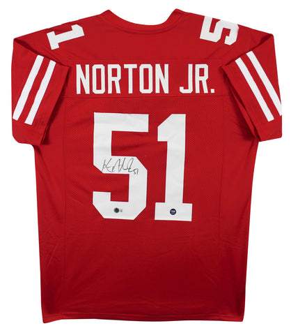 Ken Norton Jr. Authentic Signed Red Pro Style Jersey Autographed BAS Witnessed