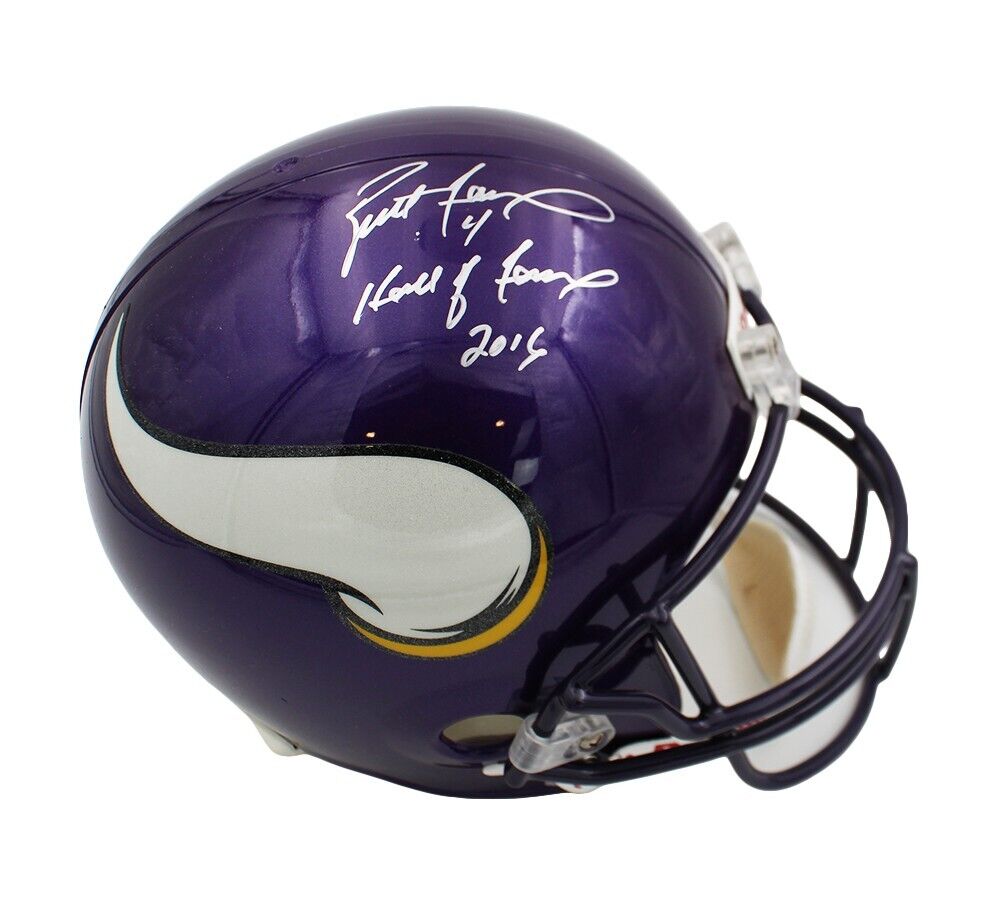 Brett Favre Signed Minnesota Vikings Full Size NFL Helmet with Brett Favre Signed Minnesota Vikings Full Size NFL Helmet with