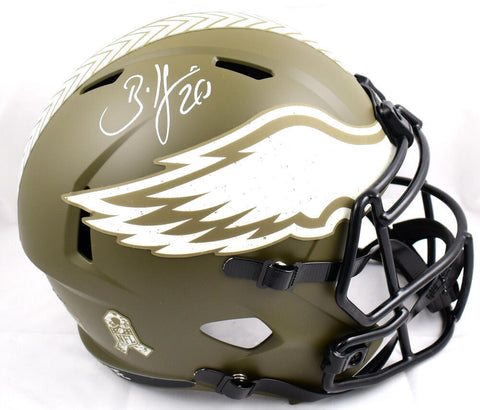 Brian Dawkins Signed Eagles F/S Salute to Service Speed Helmet-Beckett W Holo
