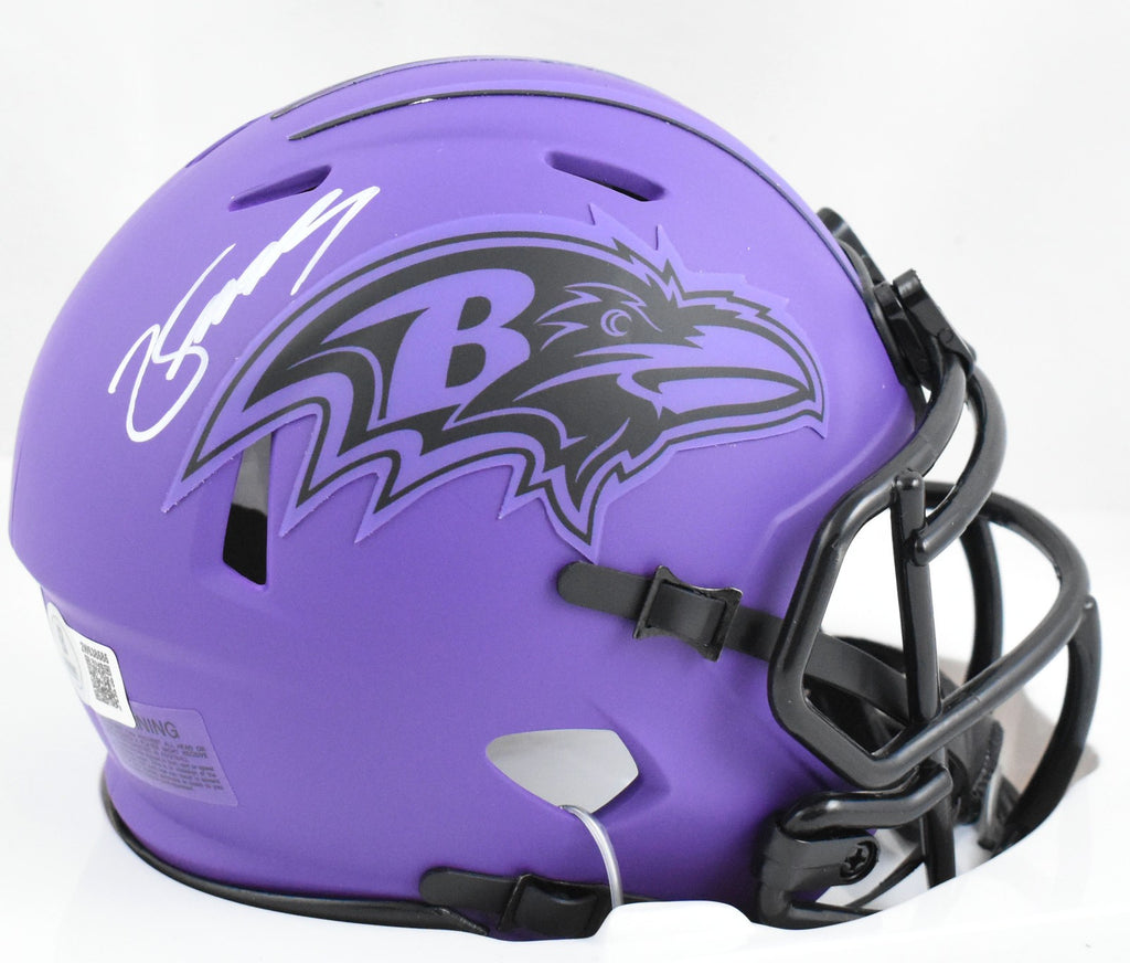 Zay Flowers Autographed Baltimore Ravens Rave Speed Mini Helmet