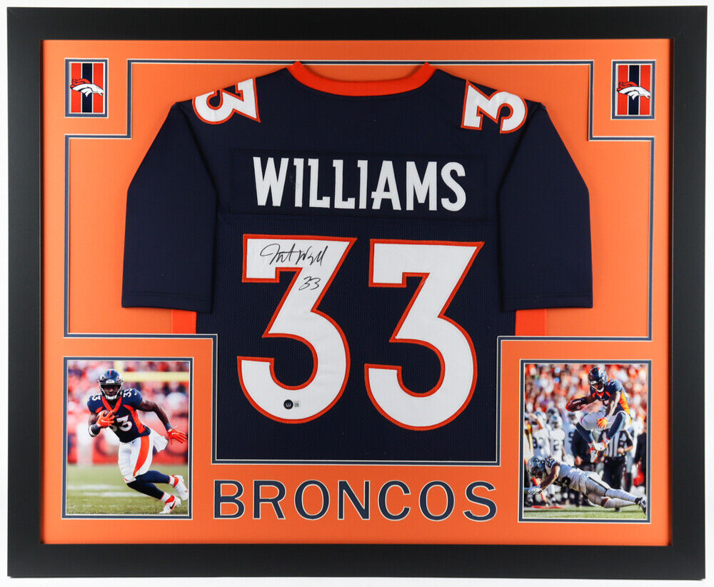 Javonte Williams Signed 35x43 Framed Denver Broncos Jersey