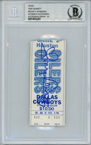 Tony Dorsett Signed Dallas Cowboys Ticket 8/19/78 vs Oilers BAS Slab 39457