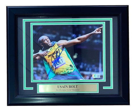 Usain Bolt Signed Framed 8x10 Olympic Track Legend Photo BAS BB14265