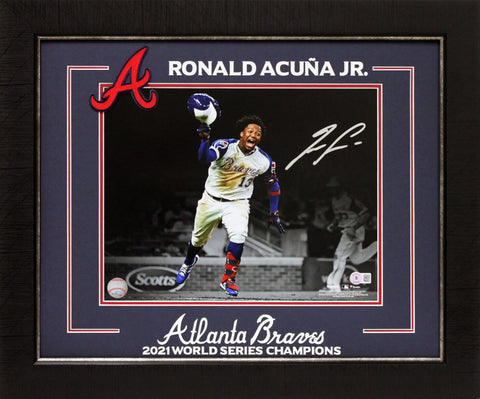 Braves Ronald Acuna Signed 11x14 Framed Horizontal Spotlight Photo BAS Witnessed
