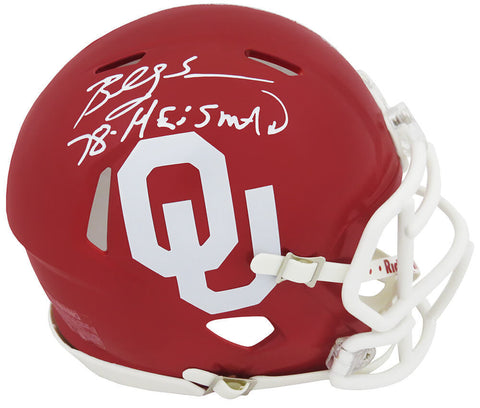 Billy Sims Signed Oklahoma Riddell Speed Mini Helmet w/78 Heisman - (SS COA)