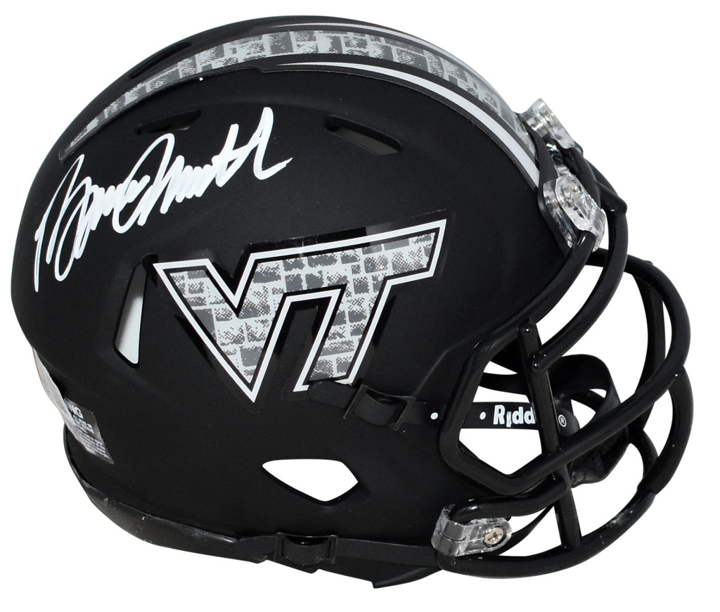 bruce smith autographed mini helmet BRUCE SMITH AUTOGRAPHED VIRGINIA TECH HOKIES BLACK SPEED MINI HELMET B – Super Sports Center